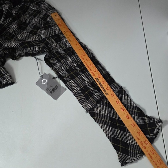 Habitat Womens Top Small Black Gray Plaid Gauzy Button Front Long Sleeve NWT - Picture 11 of 13